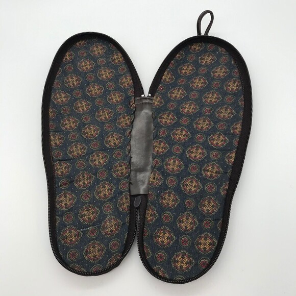 Vintage Samsonite Men's size 9- 10 Travel Slippers  in Brown Zippered Case - Picture 3 of 11